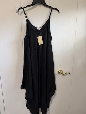 Elan Black Asymmetrical Slip Dress
